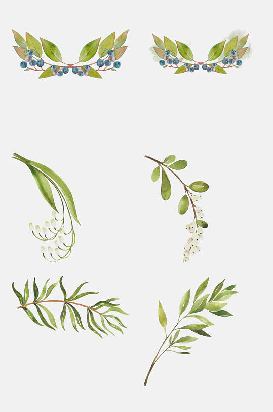 绿色森系树叶花环免抠素材