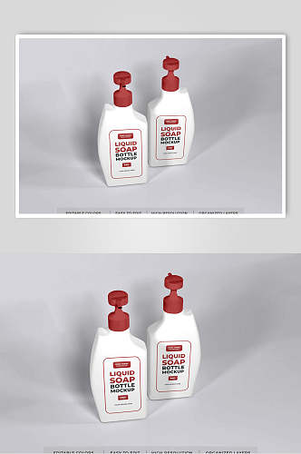 瓶子红白侧面大气创意挤压瓶样机