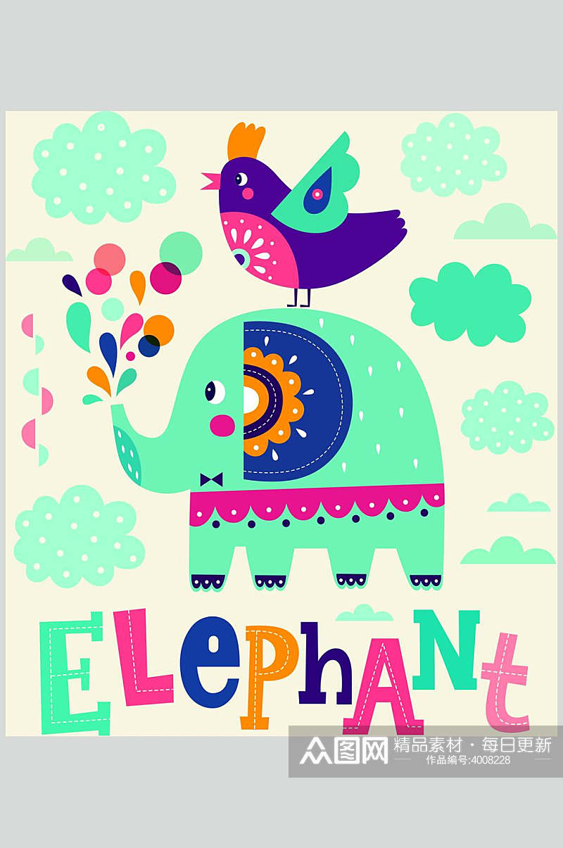大象儿童卡通动物插画素材素材