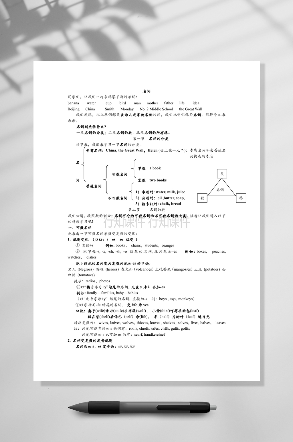 小学英语语法专题一名词WORD素材