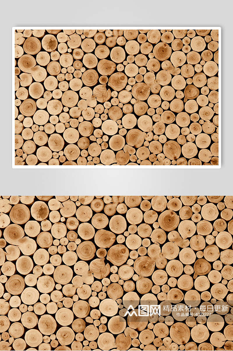 高端大气卡其浅棕圆木桩木纹面图片素材
