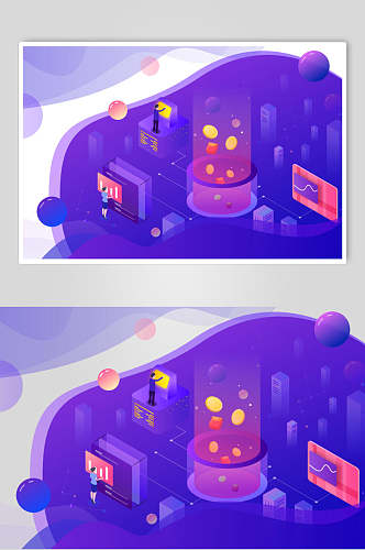 紫色几何科技主题商务概念插画矢量素材