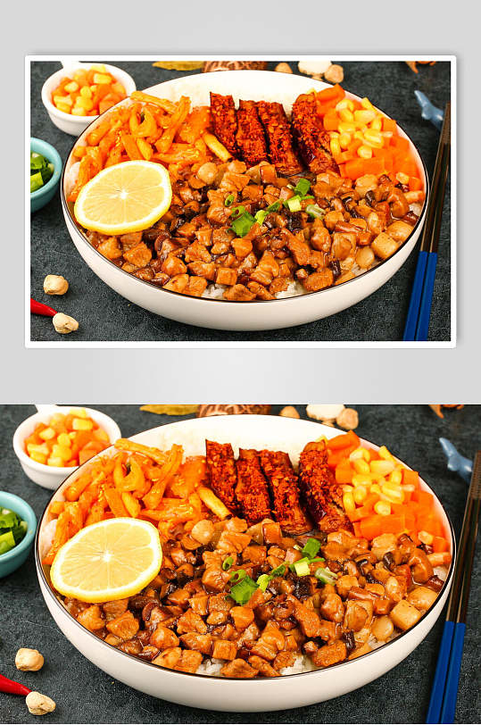 香辣美味特色烤肉拌饭图片