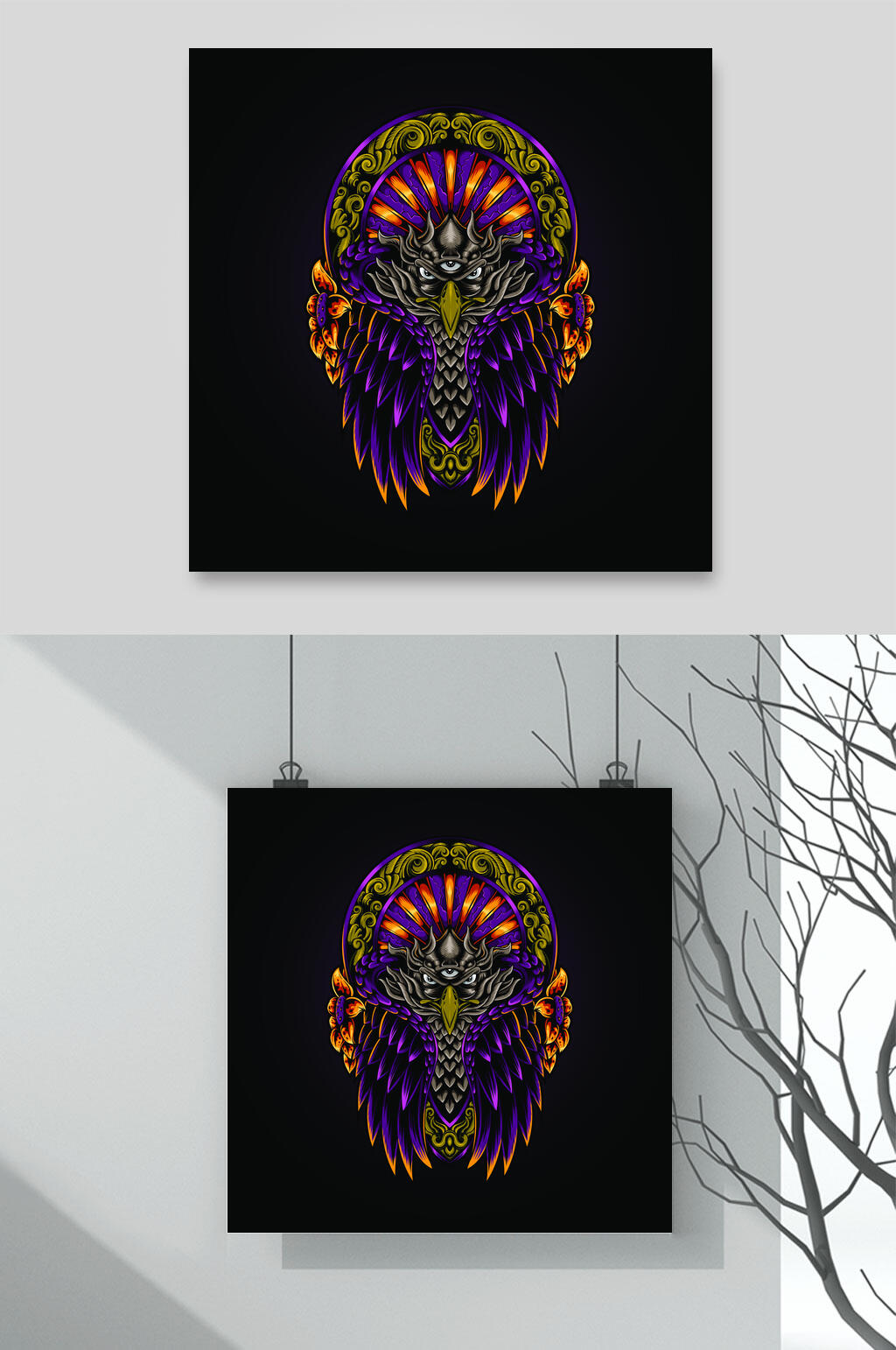 紫色时尚机甲怪兽卡通插画图案矢量素材素材