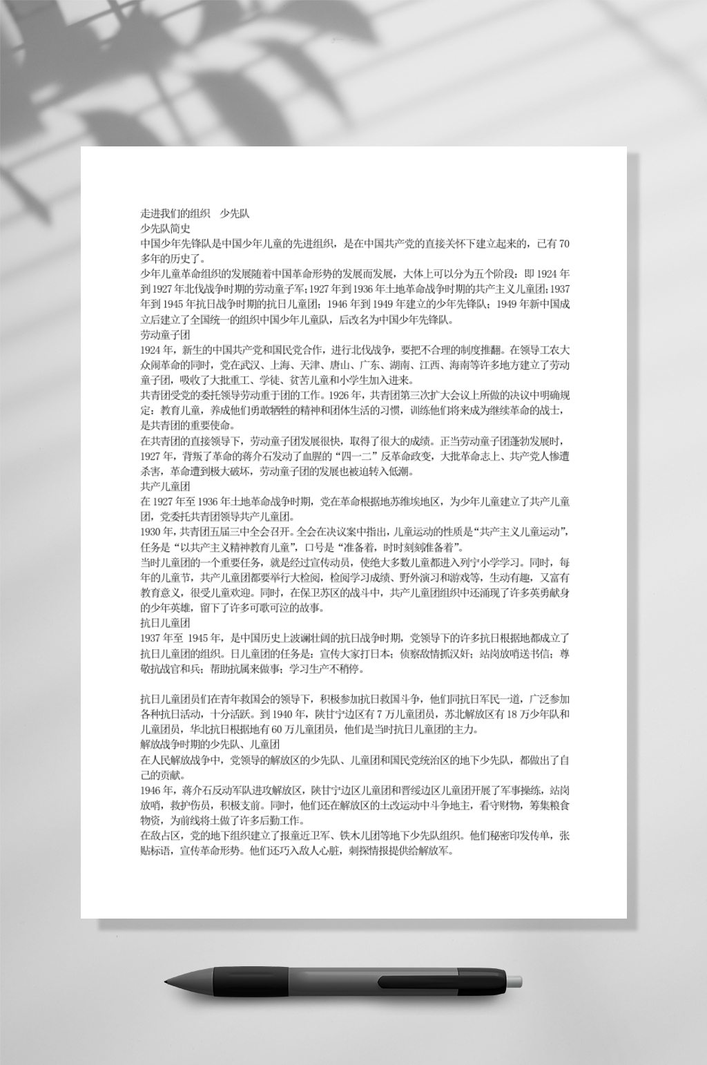 走进我们的组织少先队WORD素材