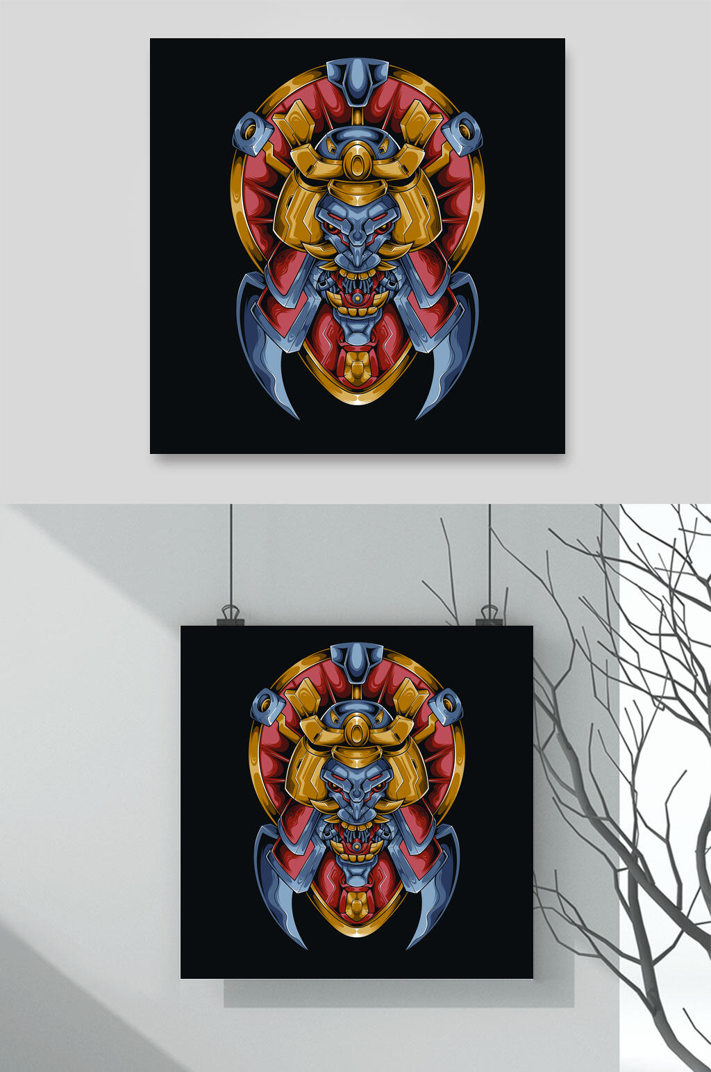 酷炫机甲怪兽卡通插画图案矢量素材素材