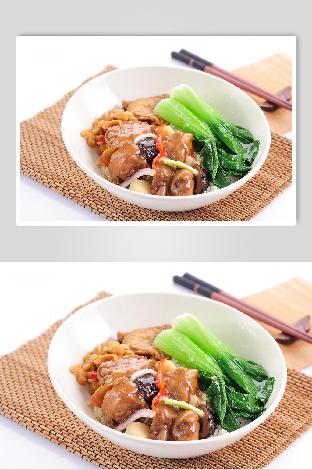 青菜盖浇饭高清图素材