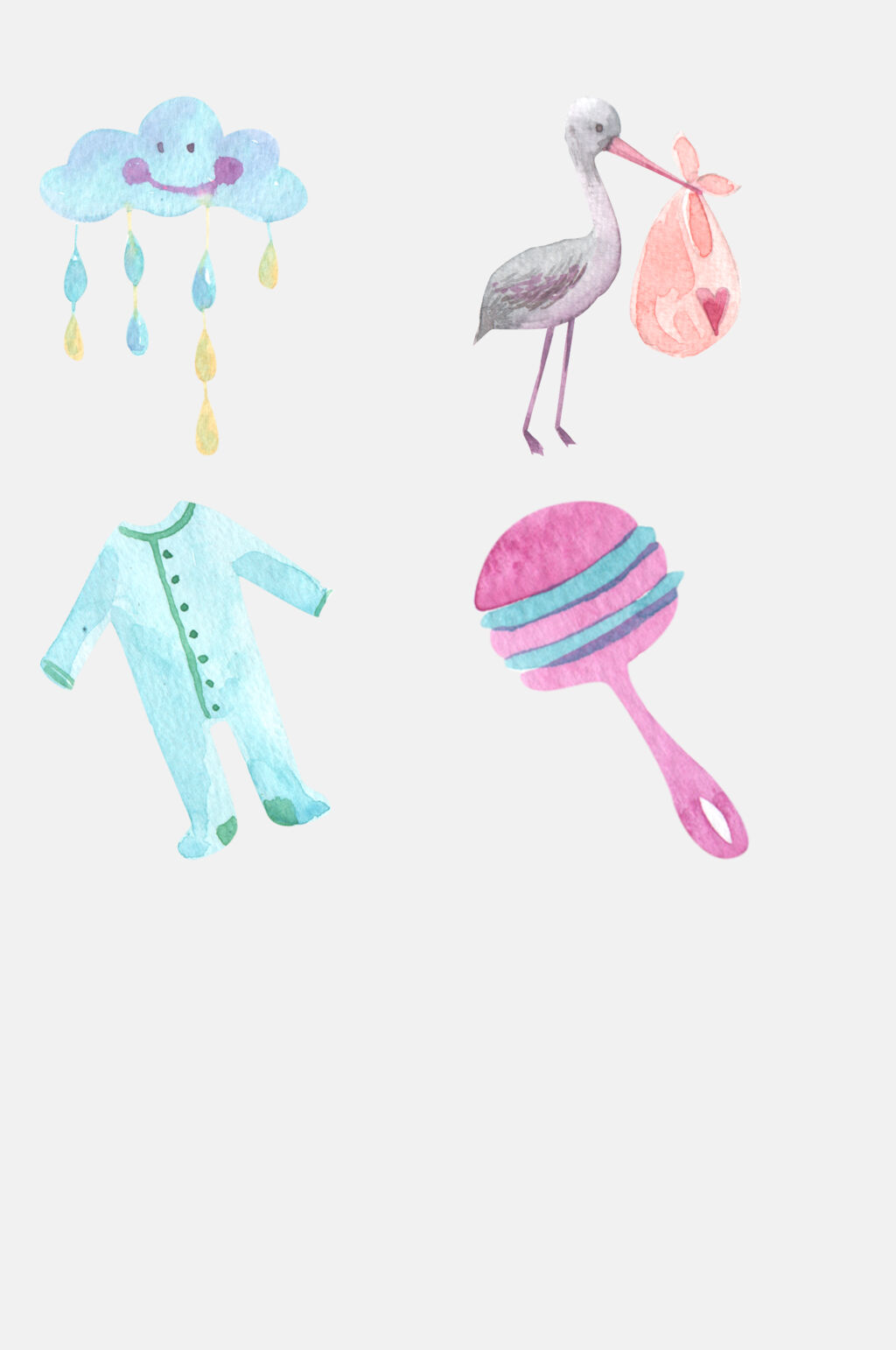 云朵衣服水彩儿童玩具孕妇免抠素材素材
