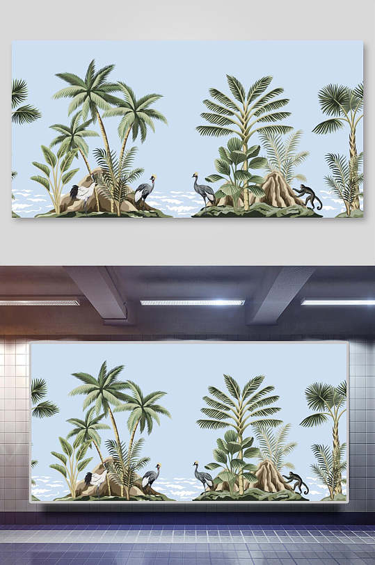 椰树手绘棕榈树矢量插画