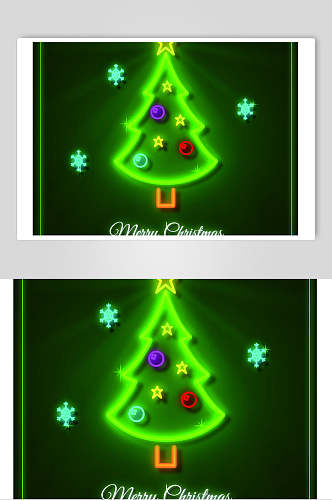 圣诞节绿色霓虹灯光效矢量素材