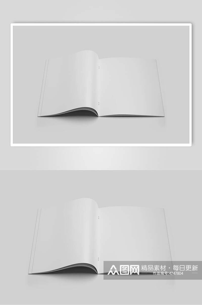 灰色打开大气创意时尚书籍内页样机素材