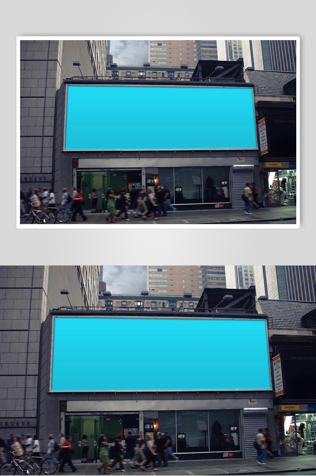 长方形墙壁蓝户外海报展板样机素材