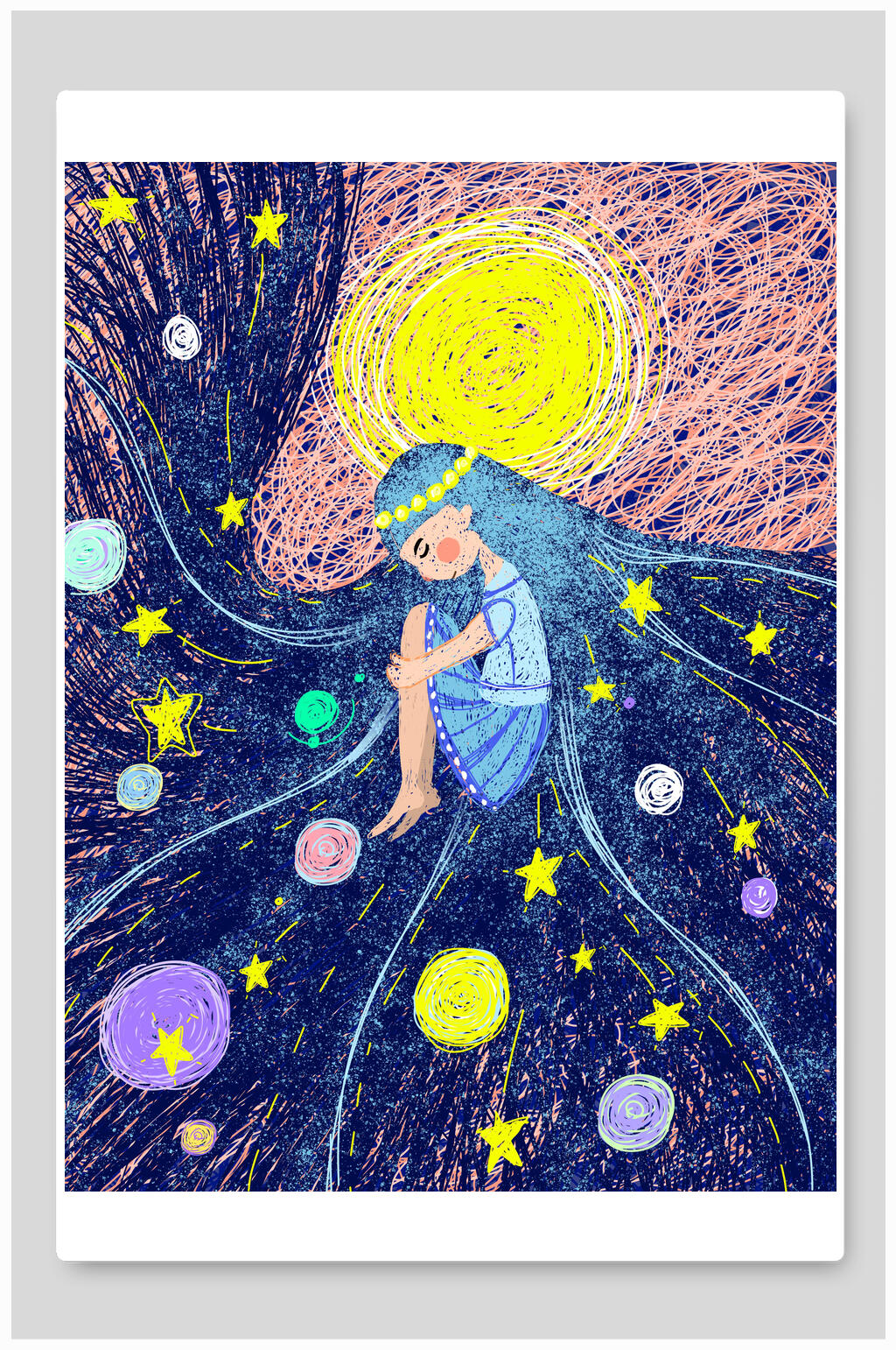 高端創(chuàng)意星星唯美治愈系插畫素材