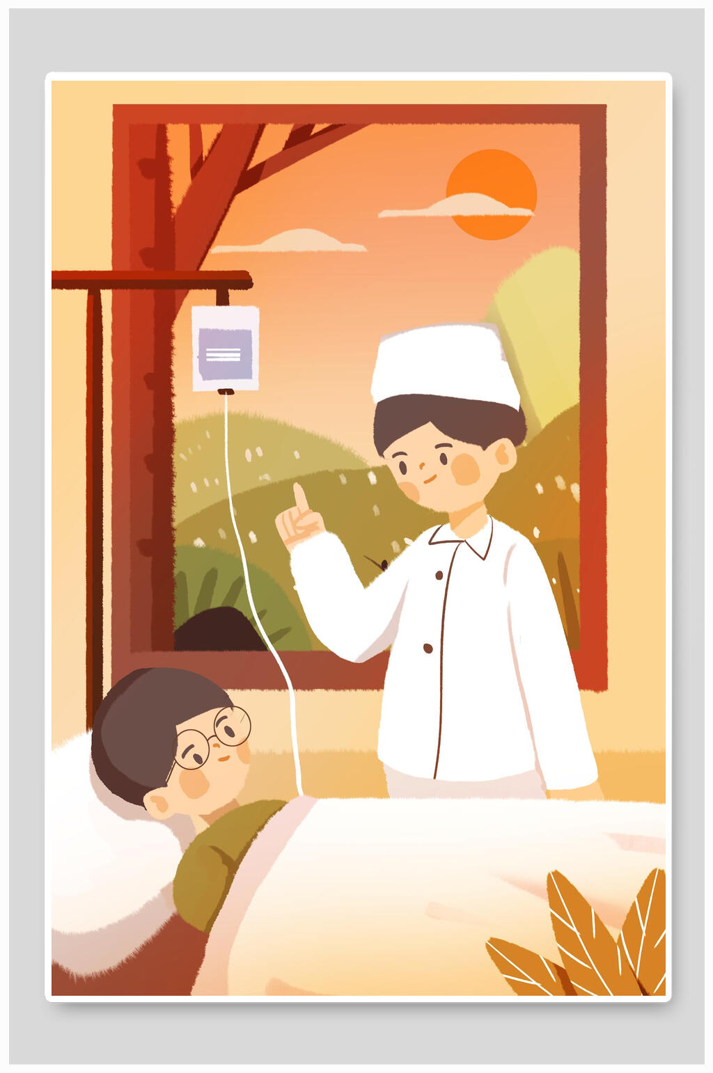 卡通简约护士节插画素材
