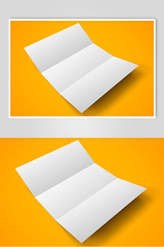 阴影长方形黄色三折页纸张样机
