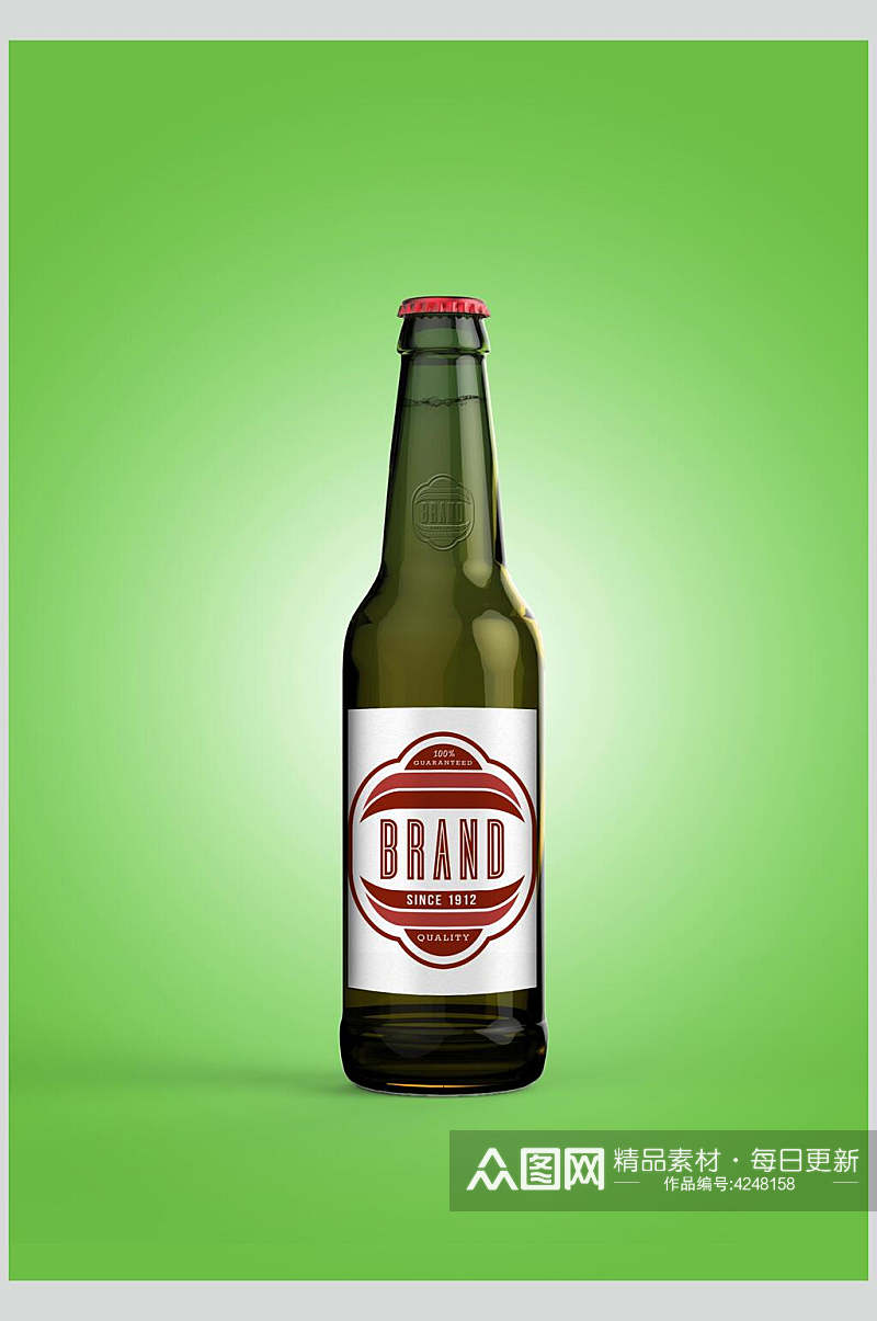英文字母圆形盖子啤酒瓶设计样机素材