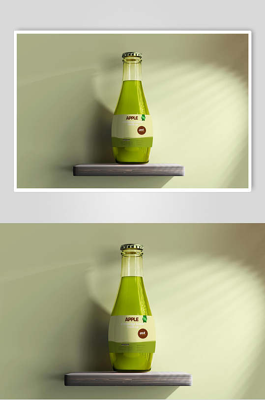 阳光绿色清新圆肚玻璃饮料瓶样机