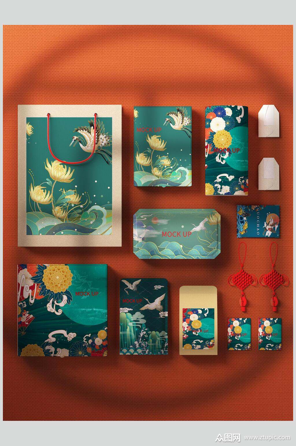 云鸟中国结高档中国风文创vi样机模板下载-编号4249442-众图网