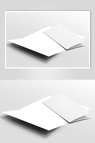 阴影长方形简约灰折页纸张样机