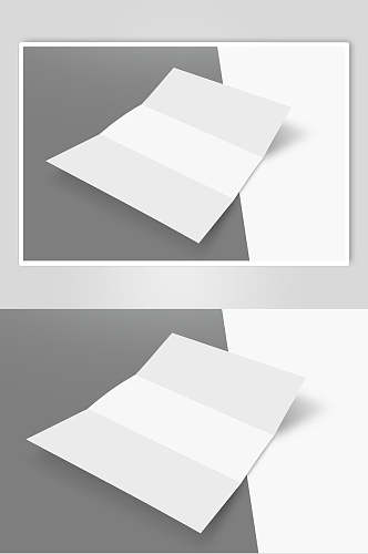 长方形阴影简约灰折页纸张样机