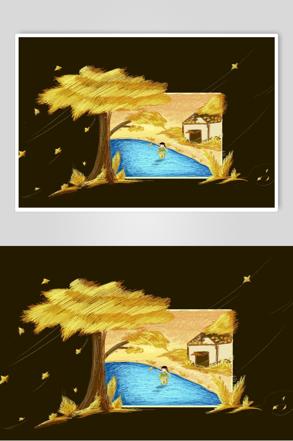 简约大气手绘丰收节插画素材