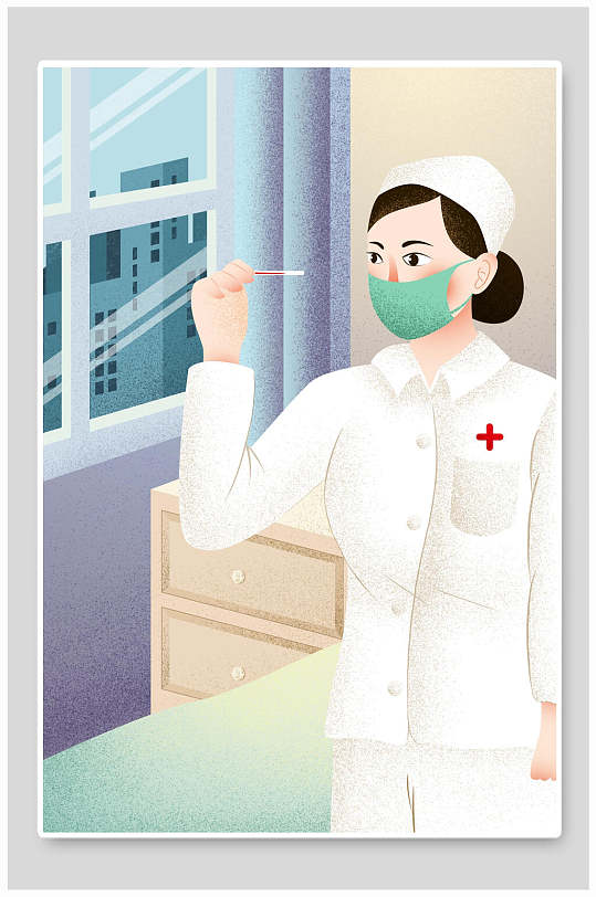 认真工作的护士护士节插画