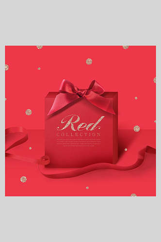 红色礼盒高端情人节化妆品海报