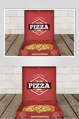 木地板英文披萨包装盒设计样机
