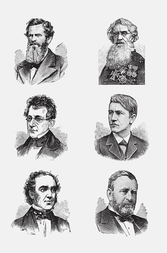 简约胡子创意黑色名人手绘免抠素材