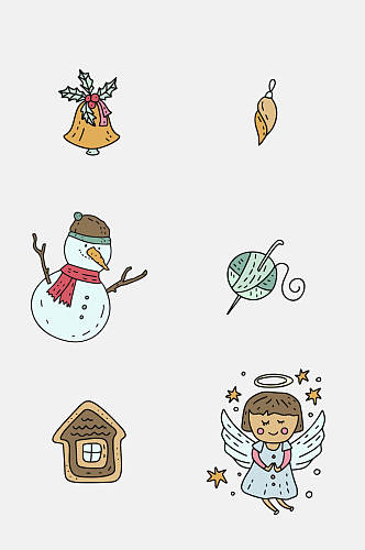 雪人圣诞节水彩手绘卡通装饰图案免抠素材