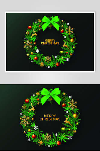 蝴蝶结创意高端绿色圣诞节矢量素材