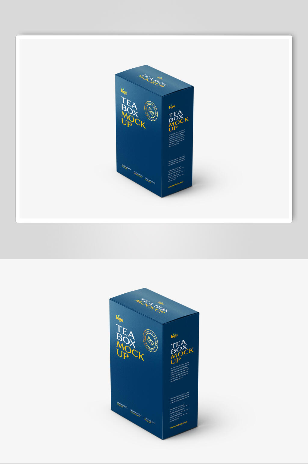 英文字母蓝色茶盒包装模型样机素材