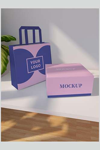 盒子叶子大气创意紫色包装礼盒样机