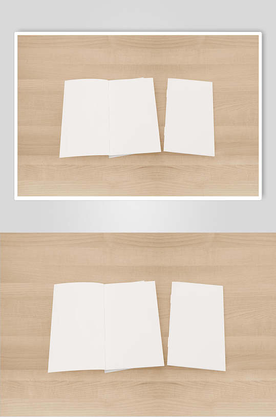 长方形木地板棕色折页纸张样机