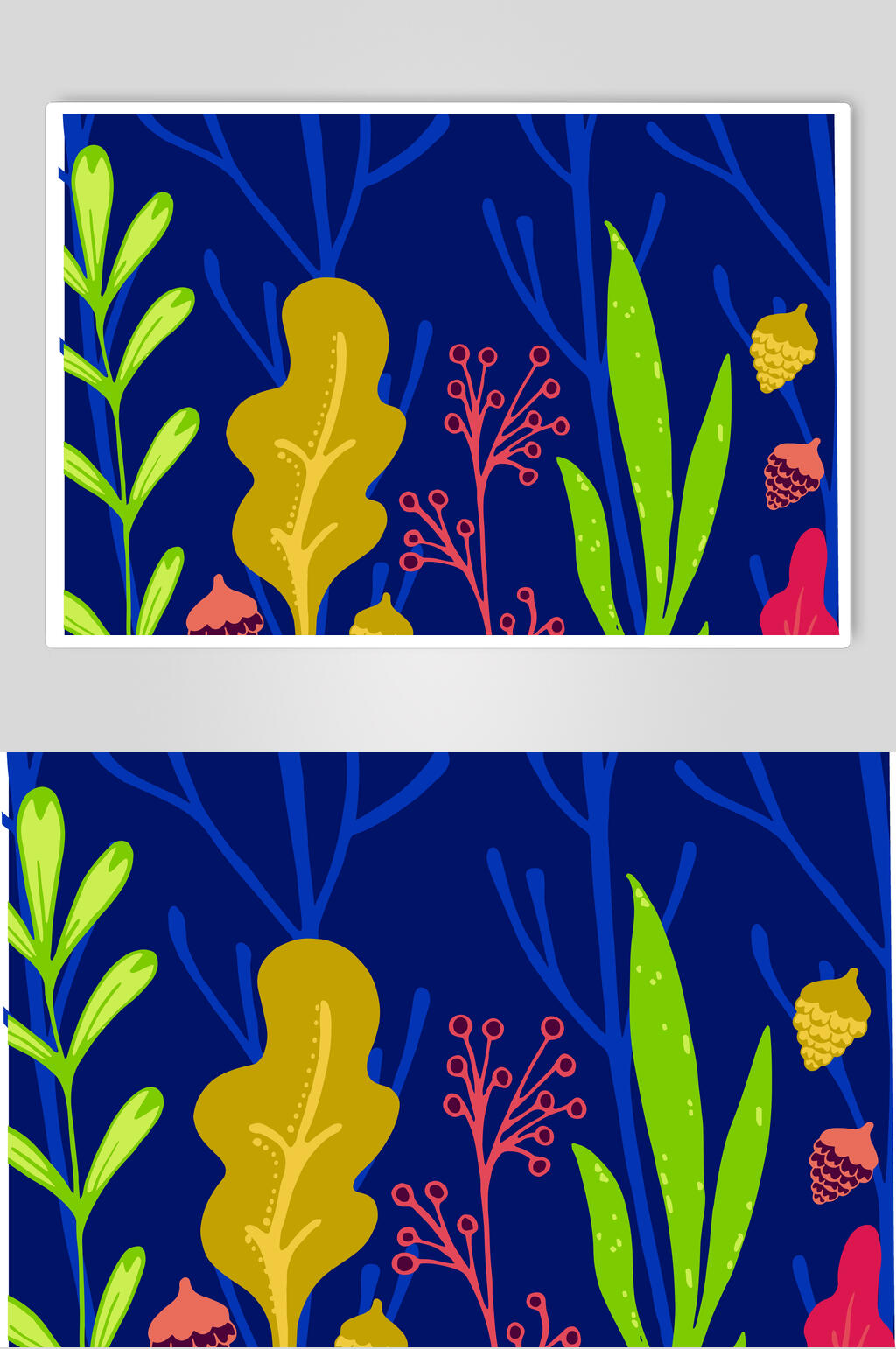 简约大气手绘植物风景插画素材