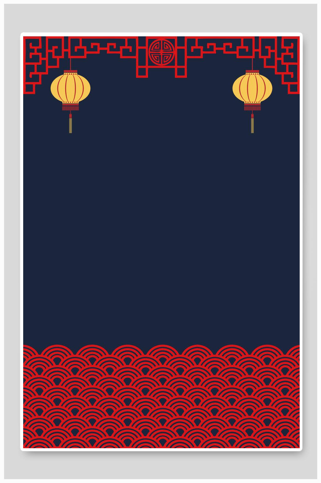 高端时尚波纹灯笼矢量素雅古风背景素材
