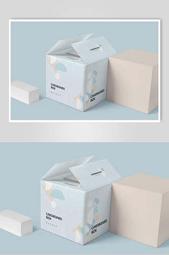 时尚盒子大气创意蓝色包装箱样机
