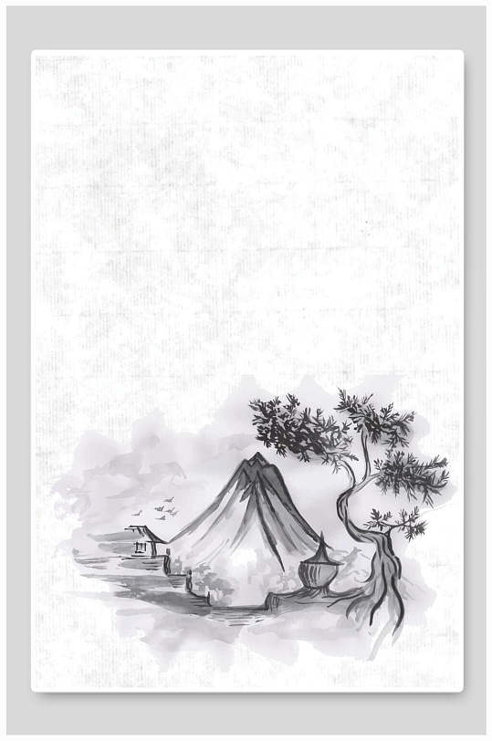 白色矢量素雅古风背景