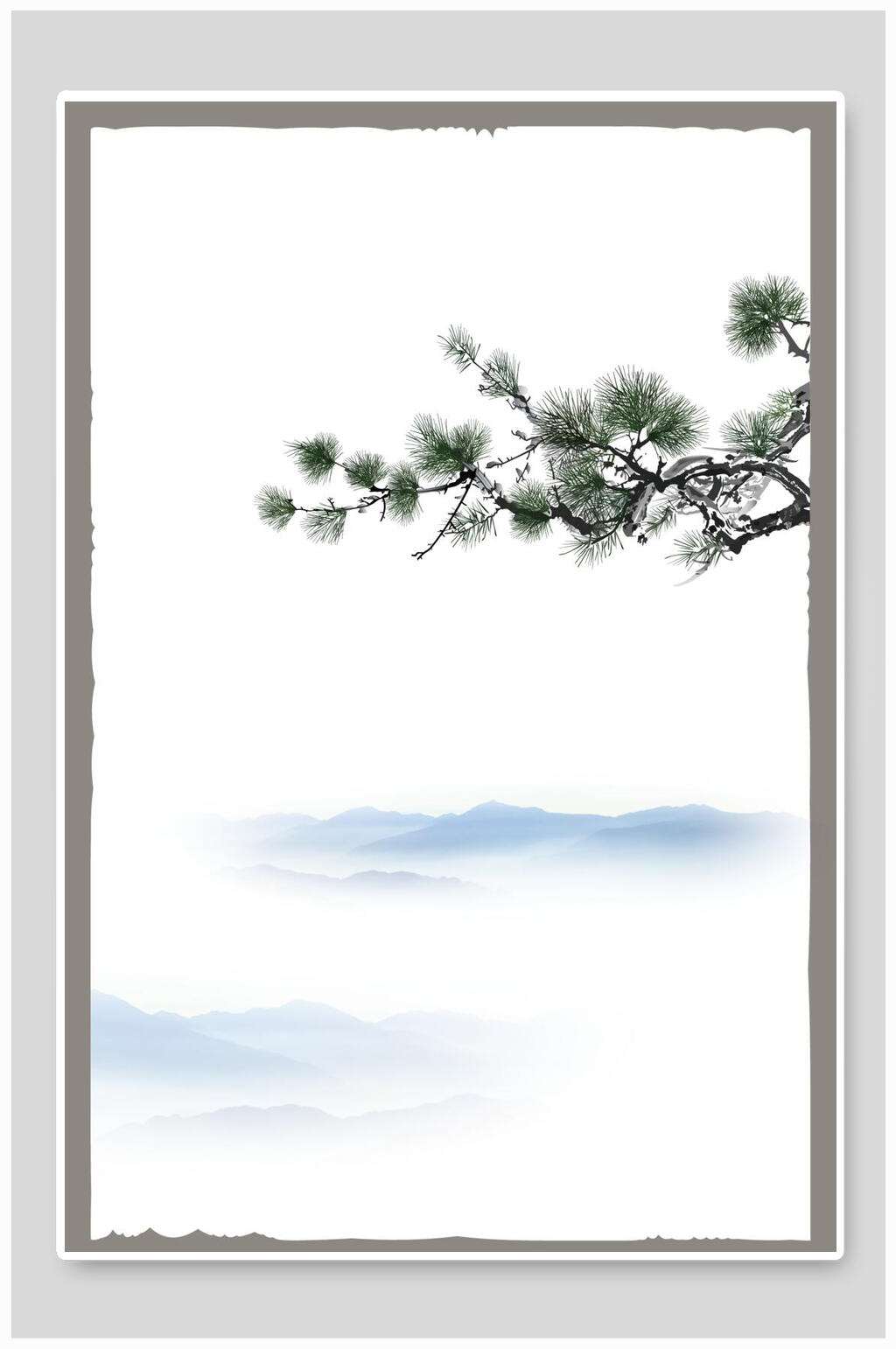 树木高端清新时尚矢量素雅古风背景素材