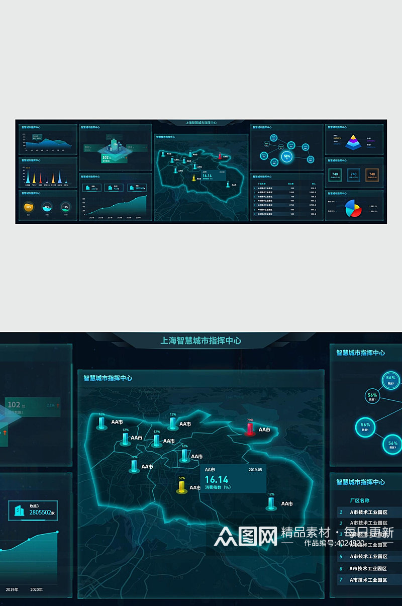精准宽屏数据可视化UI设计素材