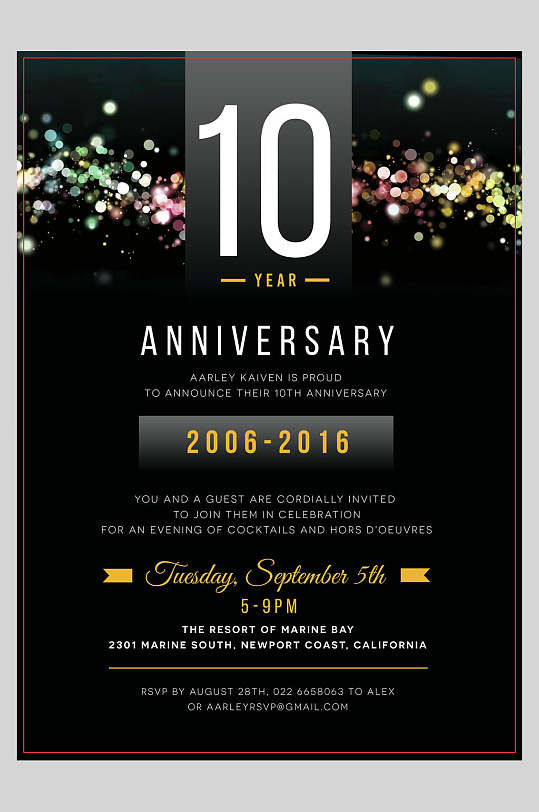 黑色国外结婚周年纪念邀请函海报