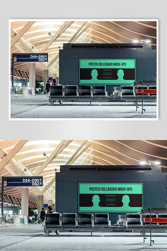 英文字母座椅地铁站广告海报样机