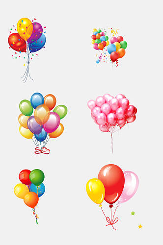彩色简约卡通气球热气球免抠素材