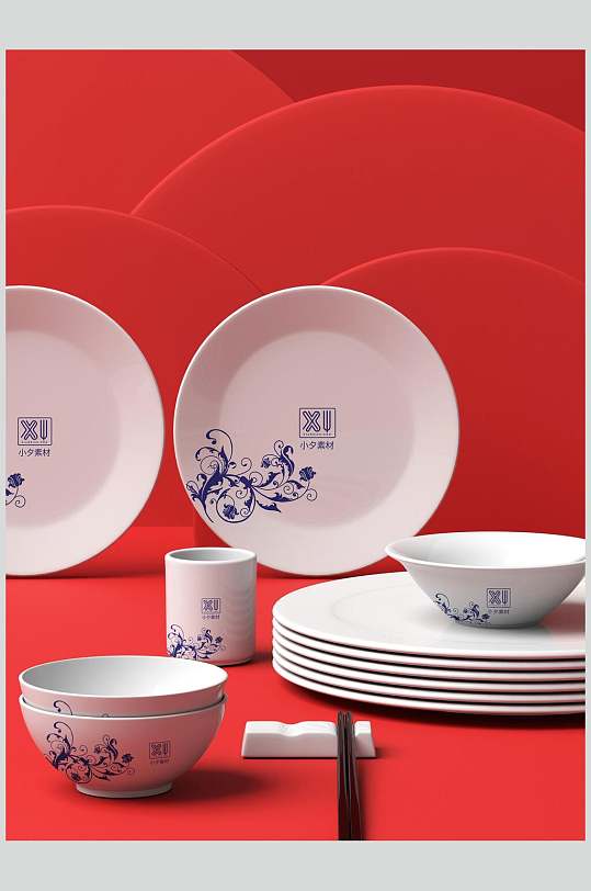 瓷碗中式文创产品VI样机-众图网