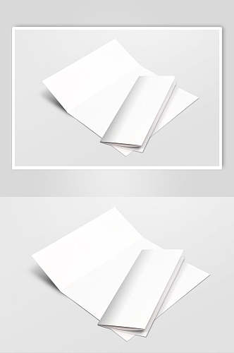 长方形阴影简约灰折页纸张样机