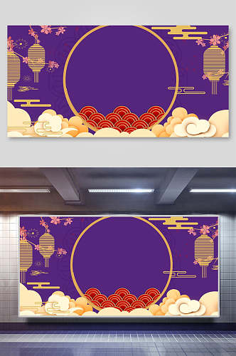 高端圆圈灯笼红色古典传统鼠年背景