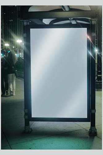路灯长方形白户外海报展板样机