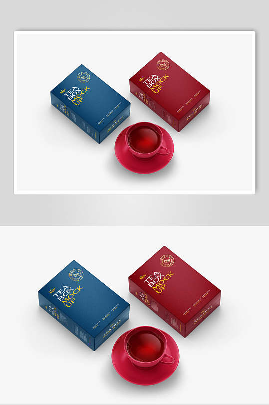英文字母杯子茶盒包装模型样机