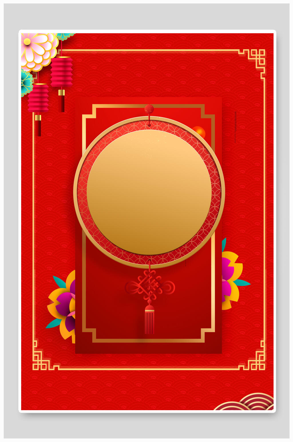 时尚简约手绘创意红色喜庆新年背景素材