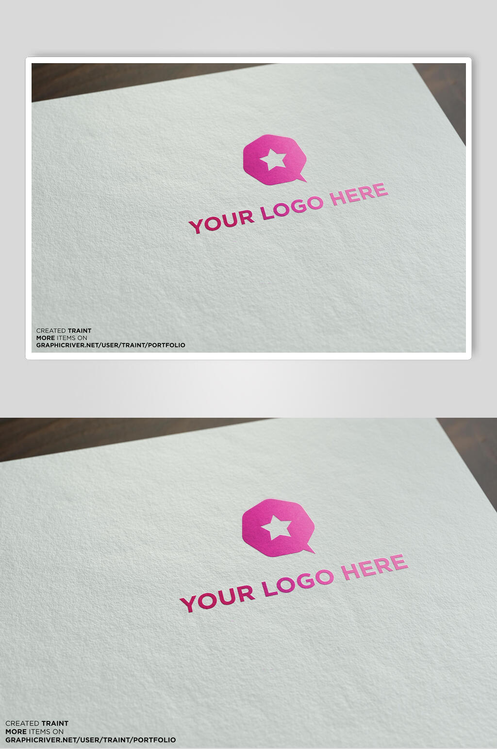 五角星多边形粉LOGO设计样机素材